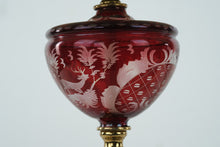 Load image into Gallery viewer, Pair of Ruby Red Bohemian Glass Lamps