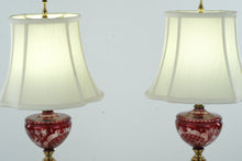Load image into Gallery viewer, Pair of Ruby Red Bohemian Glass Lamps