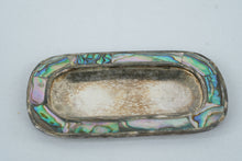 Load image into Gallery viewer, Vintage Mexican Alpaca Silver & Abalone Salt & Pepper Shakers with Tray β Mid-Century Handmade