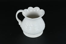 Load image into Gallery viewer, Studio Nova “Chantilly White Lace” Embossed Floral Pitcher • White Porcelain • 4.5" Handle Width • 3.5" Round x 4" Tall