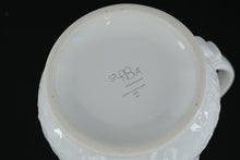 Load image into Gallery viewer, Studio Nova “Chantilly White Lace” Embossed Floral Pitcher • White Porcelain • 4.5" Handle Width • 3.5" Round x 4" Tall