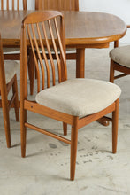 Load image into Gallery viewer, Vintage Solid Teak Mid Century Modern Dining Table and 6 Chair Set with 2 Leaves - Online Only