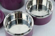 Load image into Gallery viewer, Vintage-Style Purple Insulated Stainless Steel Lunch Container with Carrying Case – 3-Tier Stackable Food Jar