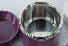 Load image into Gallery viewer, Vintage-Style Purple Insulated Stainless Steel Lunch Container with Carrying Case – 3-Tier Stackable Food Jar