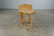 Load image into Gallery viewer, Set of 4 Wooden Folding TV Tray Tables with Storage Stand Natural and Maple Finish