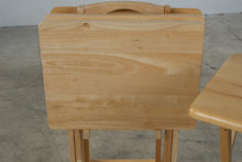 Load image into Gallery viewer, Set of 4 Wooden Folding TV Tray Tables with Storage Stand Natural and Maple Finish
