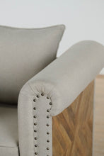 Load image into Gallery viewer, Kaitlyn Mango Wood Solid Parquet Arm Chair in Linen Fabric by AFD Home