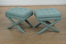 Load image into Gallery viewer, Mid-Century Inspired Transitional Upholstered X-Base Benches – Pair