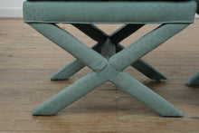 Load image into Gallery viewer, Mid-Century Inspired Transitional Upholstered X-Base Benches – Pair