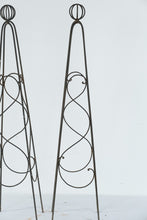 Load image into Gallery viewer, Pair Tall Wrought Iron Garden Obelisks Trellis Plant Supports 35 Inch