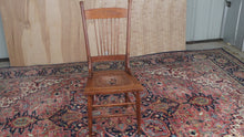Load and play video in Gallery viewer, Antique Oak Chair with Cane Seat and Pressed Back