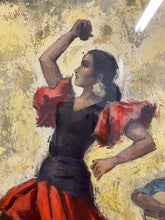 Load image into Gallery viewer, Vintage Framed Print of a Dancer and Guitar Player