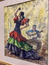 Load image into Gallery viewer, Vintage Framed Print of a Dancer and Guitar Player