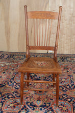 Load image into Gallery viewer, Antique Oak Chair with Cane Seat and Pressed Back