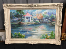 Load image into Gallery viewer, Gazebo on The Pond - Framed Oil on Canvas - 45" x 33"