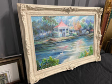 Load image into Gallery viewer, Gazebo on The Pond - Framed Oil on Canvas - 45" x 33"