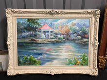 Load image into Gallery viewer, Gazebo on The Pond - Framed Oil on Canvas - 45" x 33"