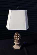 Load image into Gallery viewer, Carved Marble Flame Table Lamp with Shade Sculptural Stone Lamp 31 Inch