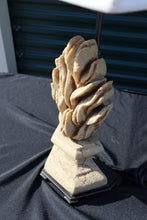 Load image into Gallery viewer, Carved Marble Flame Table Lamp with Shade Sculptural Stone Lamp 31 Inch