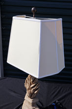 Load image into Gallery viewer, Carved Marble Flame Table Lamp with Shade Sculptural Stone Lamp 31 Inch