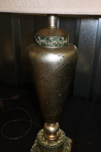 Load image into Gallery viewer, Silver Lamp with Green and Beige Accents