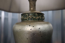 Load image into Gallery viewer, Silver Lamp with Green and Beige Accents