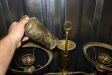Load image into Gallery viewer, Antique Brass Candelabra Oil Lamp Converted to Electric