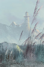 Load image into Gallery viewer, Lighthouse on Cliff Beach Art by Ruby