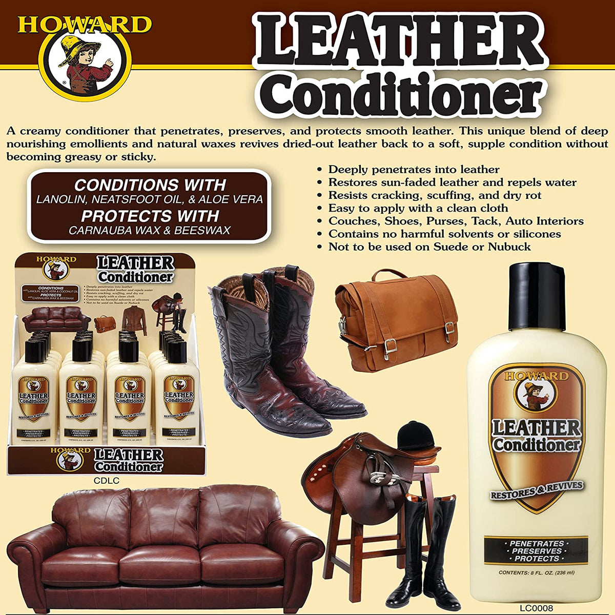 Howard Leather Conditioner 8 Oz Craze Furniture and Antiques