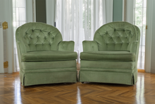 Load image into Gallery viewer, Pair of Green Velvet Club Chairs - Woodmark
