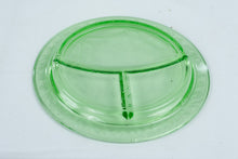 Load image into Gallery viewer, Pair of Hazel Atlas Clover Leaf Green Depression Glass Divided Grill Plate 10 Inch Vintage
