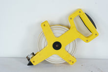 Load image into Gallery viewer, 100-Foot Open Reel Fiberglass Measuring Tape – Heavy-Duty Yellow Casing with Hand Crank
