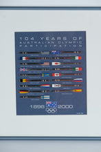 Load image into Gallery viewer, Framed Australian Olympic Committee Commemorative with Metal Rowing Oar Pins 1896–2000
