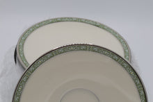 Load image into Gallery viewer, Lenox Adrienne Saucer Plates – Set of 10 – Green &amp; Platinum Trim – Made in USA
