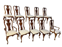 Load image into Gallery viewer, Set of 10 Stanley Solid Cherry Queen Anne Chairs
