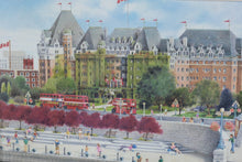 Load image into Gallery viewer, Framed Empress Hotel Victoria BC Prints Set Canadian Landmark Art Wood Frames 12x10
