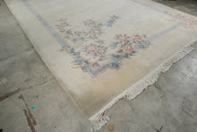 Load image into Gallery viewer, Chinese Peking Wool Rug 116 x 165 Floral Art Deco Style Cream Blue Pink
