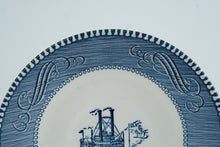 Load image into Gallery viewer, Currier and Ives Royal Blue Transferware Bread Plates Set of 11
