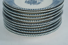 Load image into Gallery viewer, Currier and Ives Royal Blue Transferware Bread Plates Set of 11
