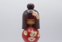 Load image into Gallery viewer, Vintage Japanese Kokeshi Doll Red Floral Hand Painted Wood 11 Inch
