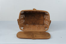 Load image into Gallery viewer, Longaberger 1985 Vintage Handwoven Basket with Hinged Wood Lid and Swing Handle
