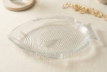 Load image into Gallery viewer, Clear Glass Fish Shaped Serving Platter Pressed Glass Seafood Dish 11 Inch
