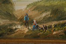 Load image into Gallery viewer, Antique Landscape Oil Painting Ornate Gold Frame Pastoral Mountain Scene

