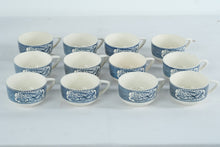 Load image into Gallery viewer, Currier and Ives Royal Blue Transferware Tea Cups Set of 12
