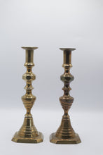 Load image into Gallery viewer, Pair Brass Candlesticks 12 Inch Baluster Square Bases
