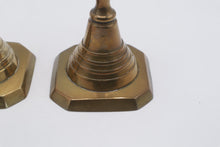 Load image into Gallery viewer, Pair Brass Candlesticks 12 Inch Baluster Square Bases
