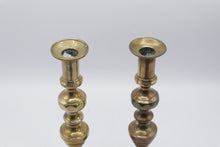 Load image into Gallery viewer, Pair Brass Candlesticks 12 Inch Baluster Square Bases
