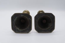 Load image into Gallery viewer, Pair Brass Candlesticks 12 Inch Baluster Square Bases
