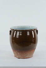 Load image into Gallery viewer, Antique English Stoneware Crock with Handles – Brown Glaze Pottery – 12" Tall
