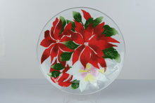 Load image into Gallery viewer, Fusion Art Glass Poinsettia Christmas Platter 14 Inch Inkognito McGrath Holiday Plate
